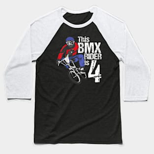 Kids 4 Year Old Bmx Birthday Party Boys Dirt Bike Biking 4Th Baseball T-Shirt